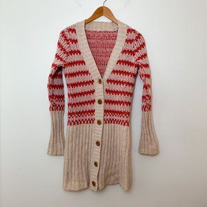 Moth Anthropologie Wool Long Button Cardigan Sweater, Size Small